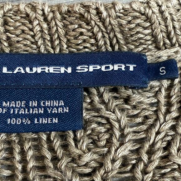 Ralph Lauren Sport 100% Linen Cardigan Sweater Size S Open Knit Feminine Neutral - Picture 8 of 16
